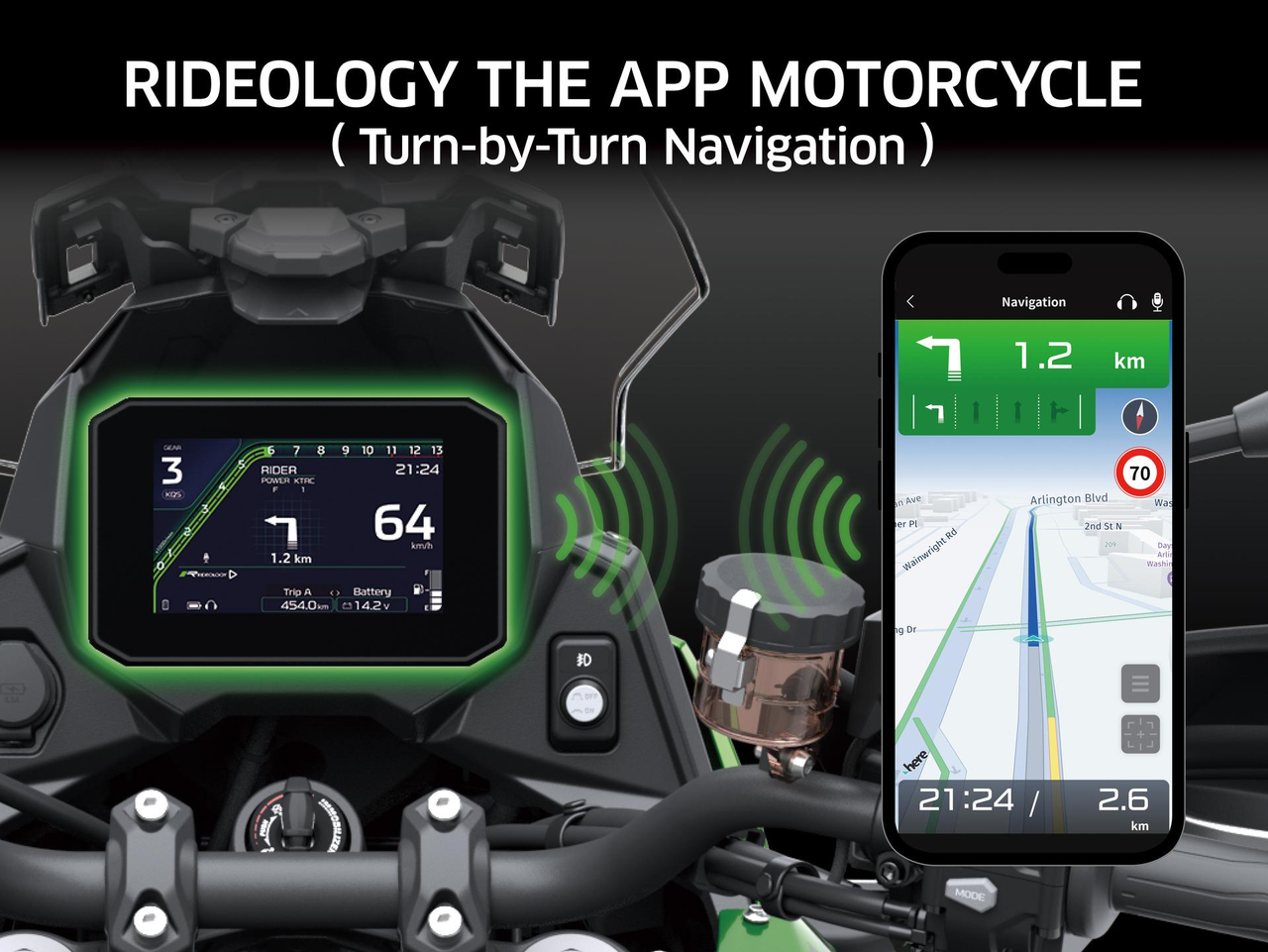 RIDEOLOGY THE APP MOTORCYCLE with Voice Command and Turn-by-Turn Navigation